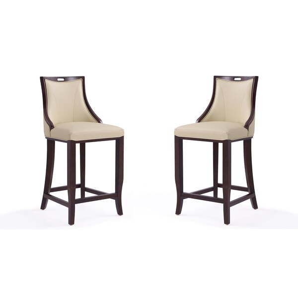Manhattan Comfort Emperor Bar Stool in Cream and Walnut, PK2 2-BS008-CR - main